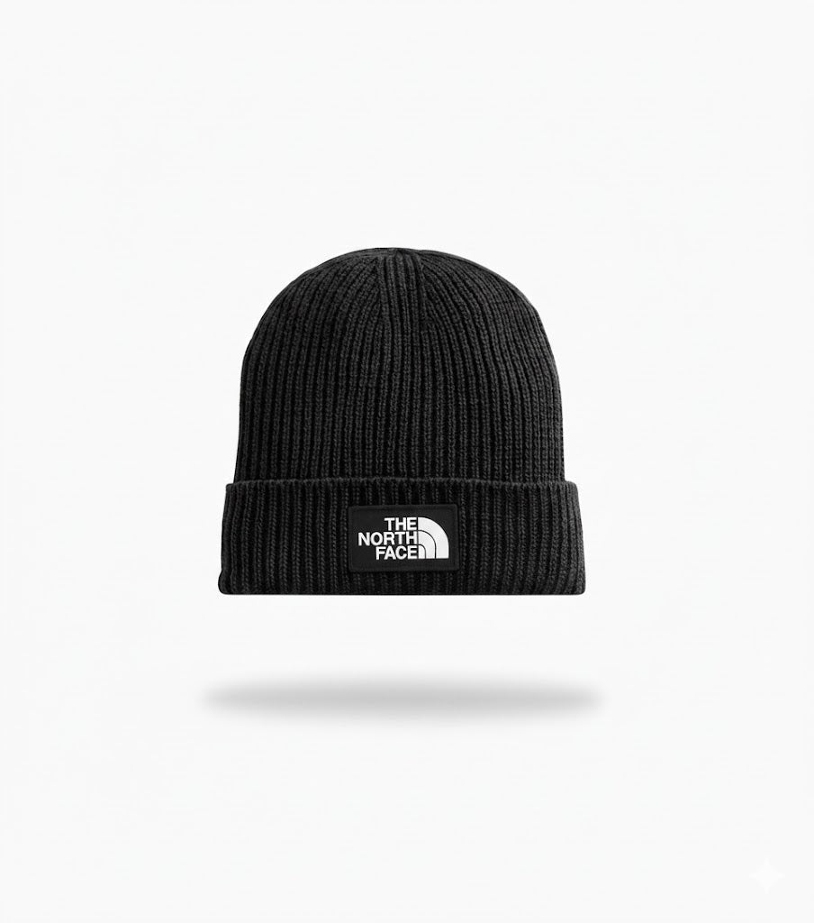 TNF Logo Box Cuffed Beanie – Black (One Size)