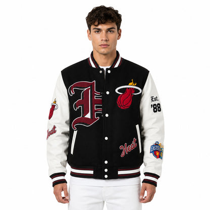 Miami Heat Black & White College Varsity Jacket