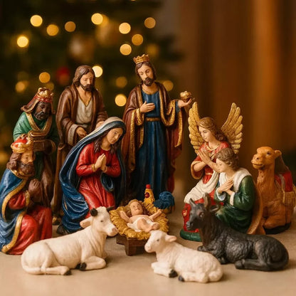 Presépio de Natal Grande 14 Peças 23cm Inquebrável Colorido
