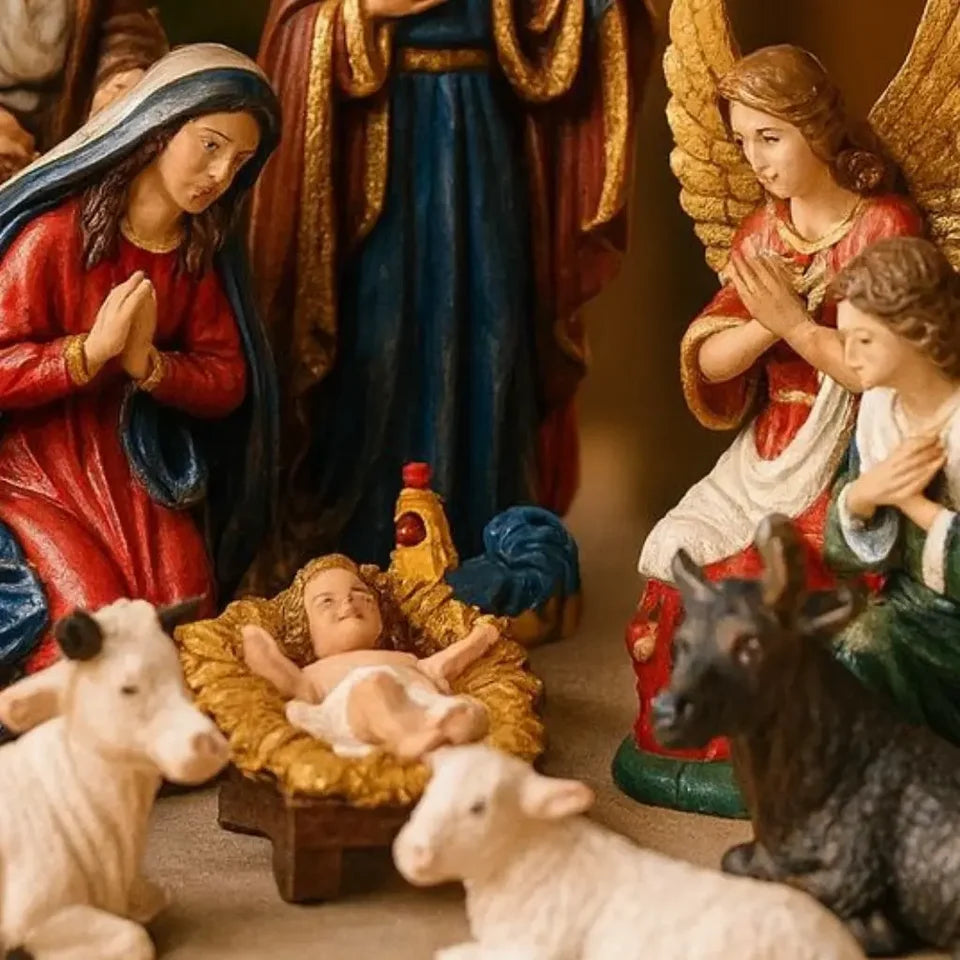 Presépio de Natal Grande 14 Peças 23cm Inquebrável Colorido