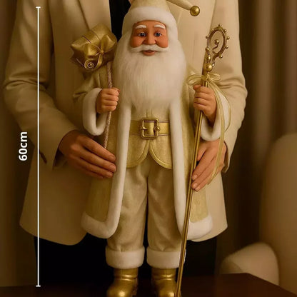 Boneco Papai Noel Branco e Dourado