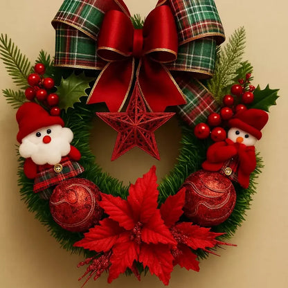 Guirlanda de Natal Luxo Papai Noel Vermelha 40cm