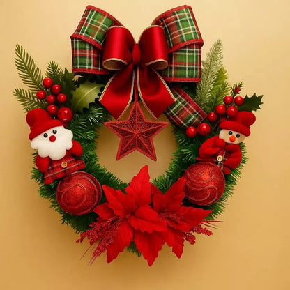 Guirlanda de Natal Luxo Papai Noel Vermelha 40cm