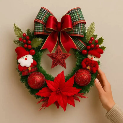 Guirlanda de Natal Luxo Papai Noel Vermelha 40cm