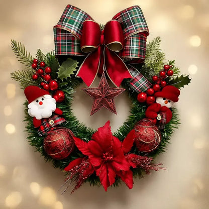 Guirlanda de Natal Luxo Papai Noel Vermelha 40cm