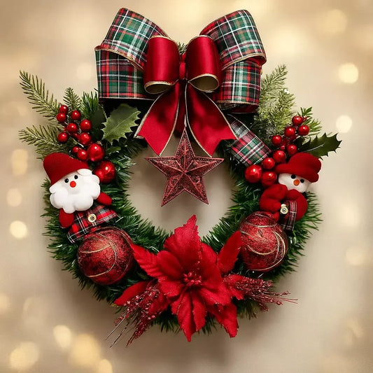 Guirlanda de Natal Luxo Papai Noel Vermelha 40cm